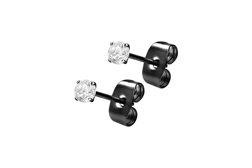 Chirurgenstahl Ohrstecker EINGEFASSTER KRISTALL